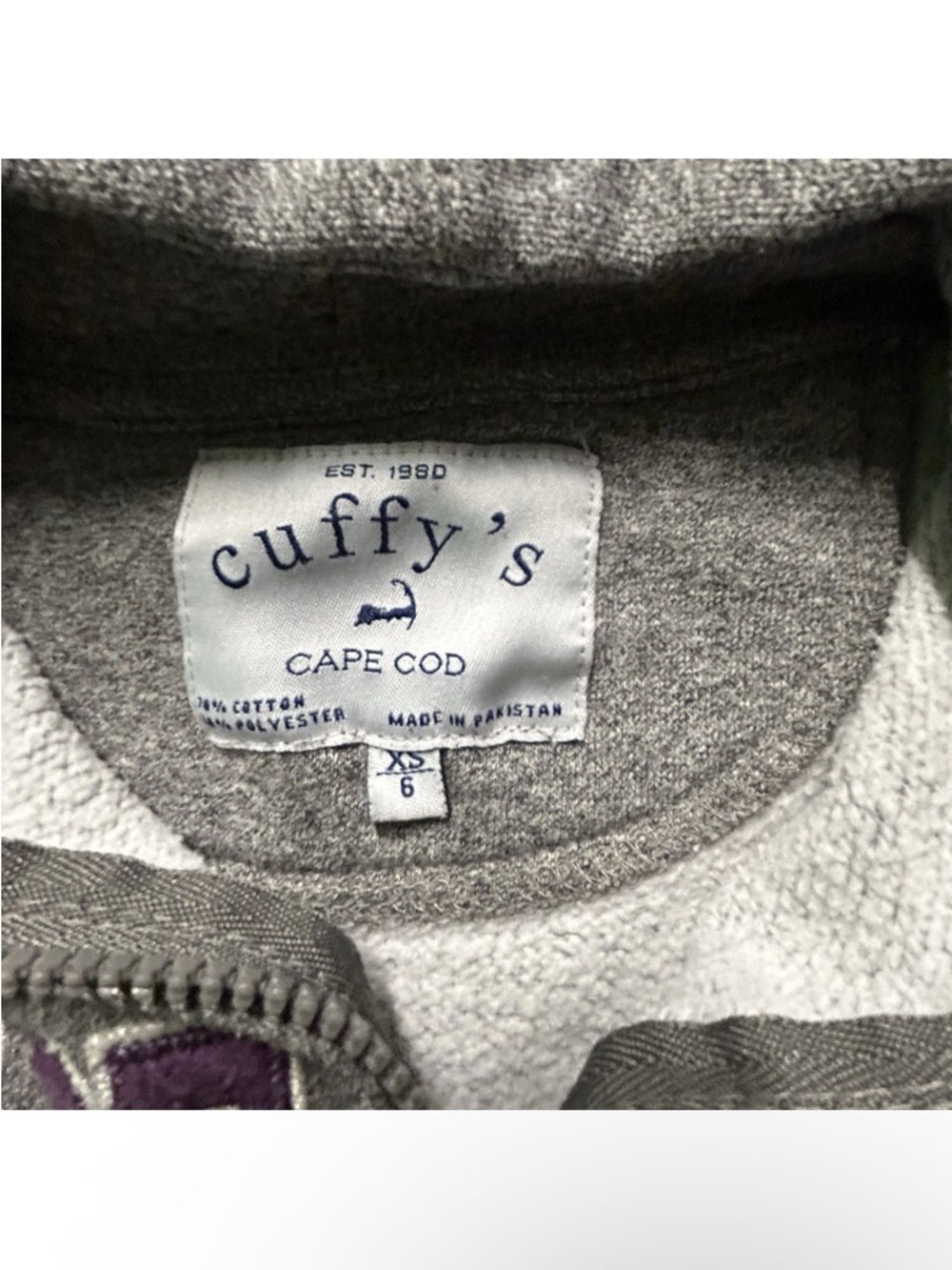 Girls Cuffy’s of Cape Cod Grey Full Zip Hoodie Sweatshirt Purple Size XS (6) - Picture 4 of 4
